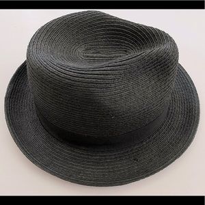 Aritzia Tallula Black Straw Fedora Hat Size M/L